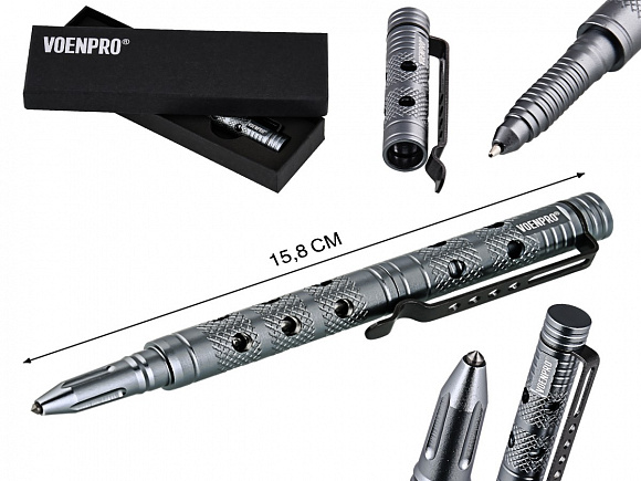 Тактическая ручка для самообороны металлик