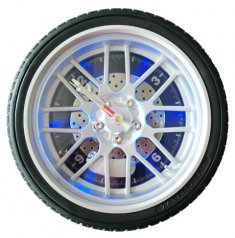 Часы колесо диск с шиной серебро 14'